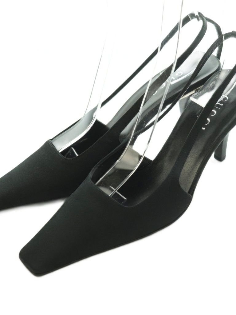 Gucci Sandals Square Toe Sling Heels 37.5 24.5 Cm Black